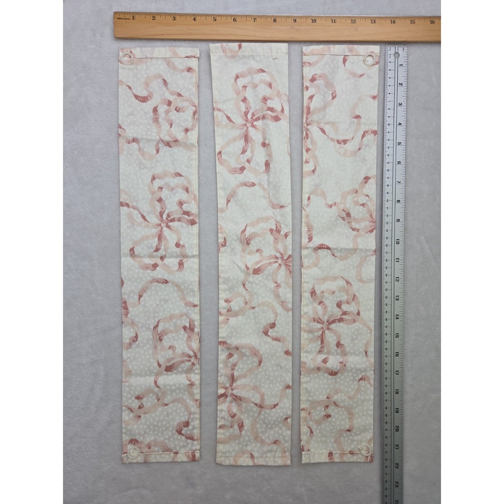 Vintage 80 90s Cottagecore Grandmillennial Floral Drapes Pink Bow Ribbons Chintz - Picture 8 of 9